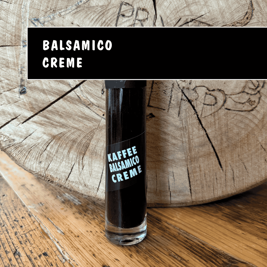 Kaffee Balsamicocreme - Privatrösterei Philipp - Kaffee-Balsamicocreme in kleinem Glasflakon, handwerklich hergestellt, Deutschland, kulinarisches Highlight.