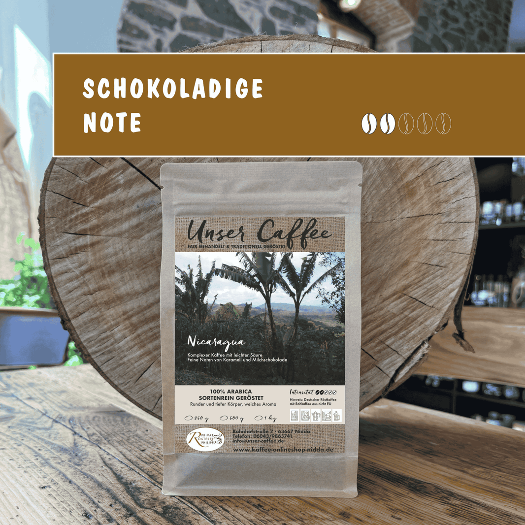 Kaffee aus Nicaragua Finca San Ramon – raffiniert und hochwertig. Gebaut in Hochlagen mit idealen Bedingungen. 100 % Arabica-Sortenrein.