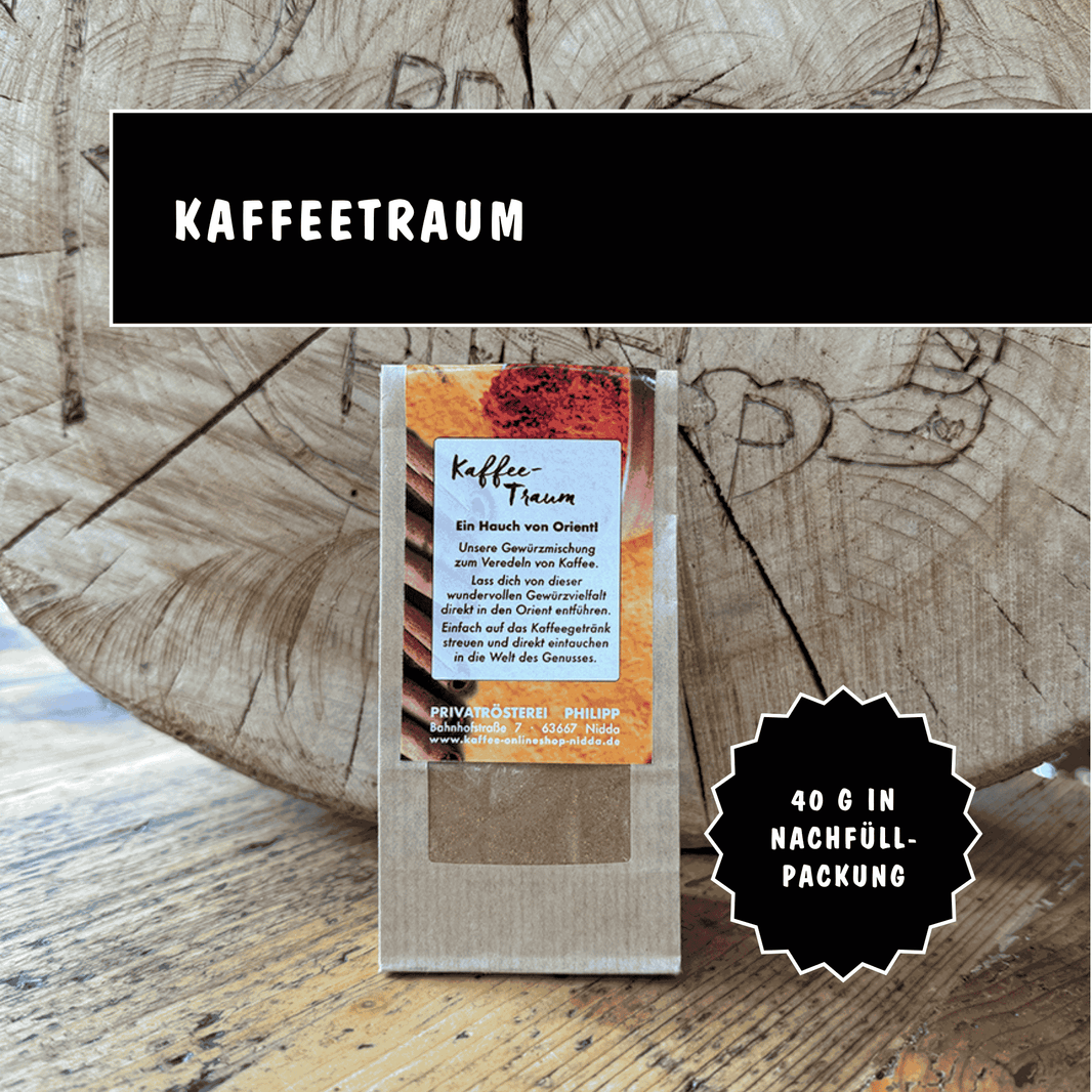 Kaffeetraum Flavor mit Zimt - Privatrösterei Philipp - Gewürz - Nachfüllpackung Kaffeetraum Flavor mit Zimt, aus deutscher Rösterei, handwerklich, kulinarisches Online-Produkt.