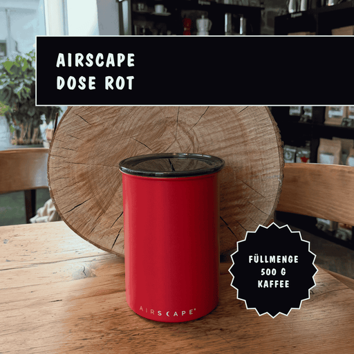 Airscape Kaffeedose aus Edelstahl mit patentiertem Innendeckel zur Aufbewahrung von Kaffee in rot für 500 g Bohnen