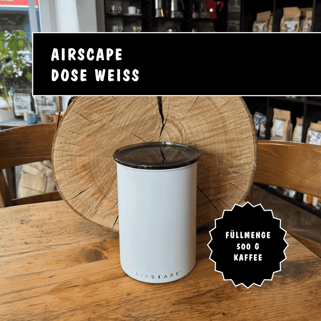 image Airscape Kaffeedose aus Edelstahl mit patentiertem Innendeckel zur Aufbewahrung von Kaffee in weiß für 500 g Bohnen