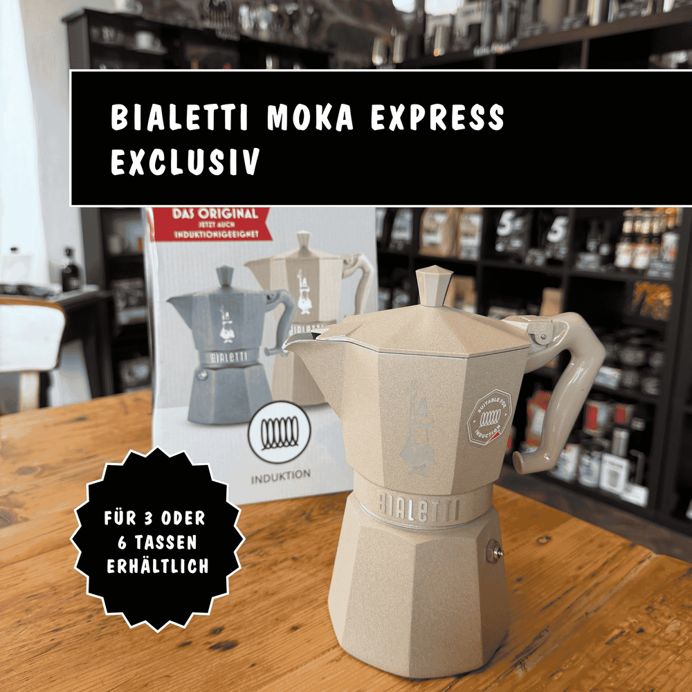 Bialetti Moka Express Exclusive Espressokocher für Induktion im klassischen achteckigen Design beige 6 Tassen