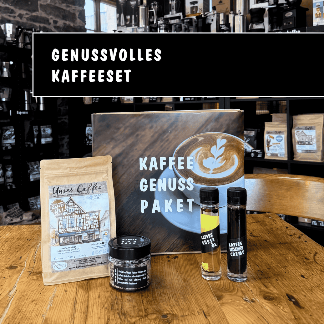 Genussvolles Kaffeeset - Privatrösterei Philipp - Bohnen - Geschenk - Genussvolles Kaffeeset mit handwerklichen Kaffee-Bohnen und Geschenkpaket aus deutscher Rösterei online.