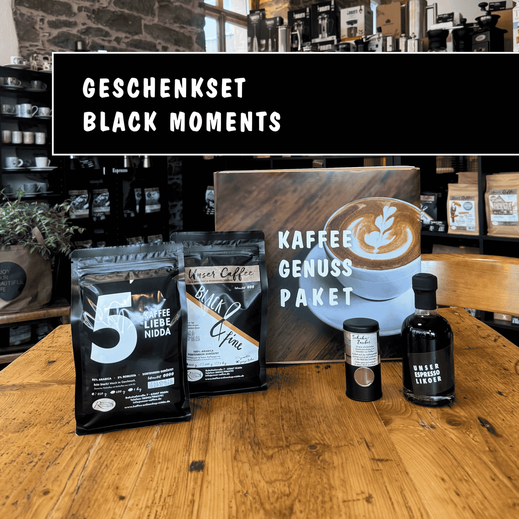 Black Moments Kaffee Geschenkset - Privatrösterei Philipp - Bohnen / Bohnen - Black Moments Kaffee Geschenkset mit Bohnen, Handwerk aus Rösterei, Premium Geschenk aus Deutschland.