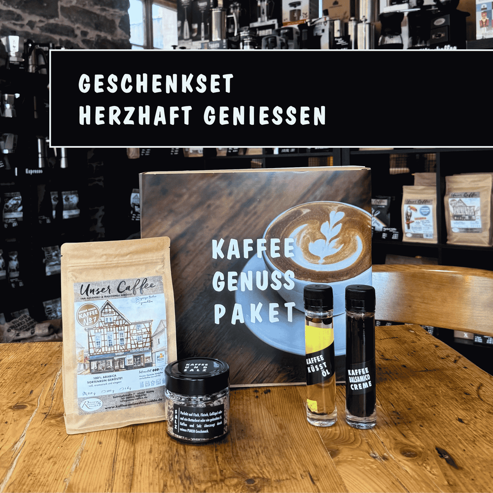 Genussvolles Kaffeeset - Privatrösterei Philipp - Bohnen - Geschenk - Genussvolles Kaffeeset mit handwerklichen Kaffee-Bohnen und Geschenkpaket aus deutscher Rösterei online.
