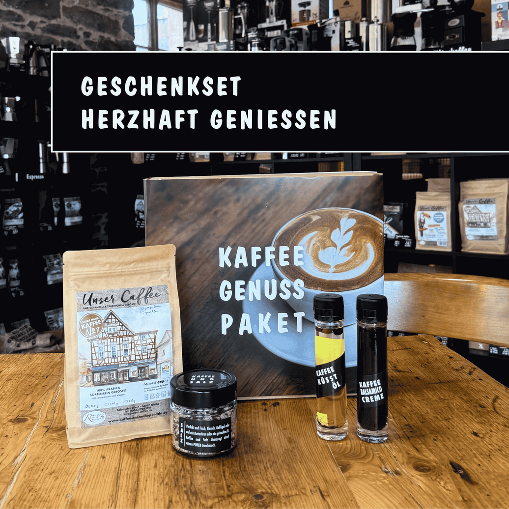 Genussvolles Kaffeeset - Privatrösterei Philipp - Bohnen - Geschenk - Genussvolles Kaffeeset mit handwerklichen Kaffee-Bohnen und Geschenkpaket aus deutscher Rösterei online.