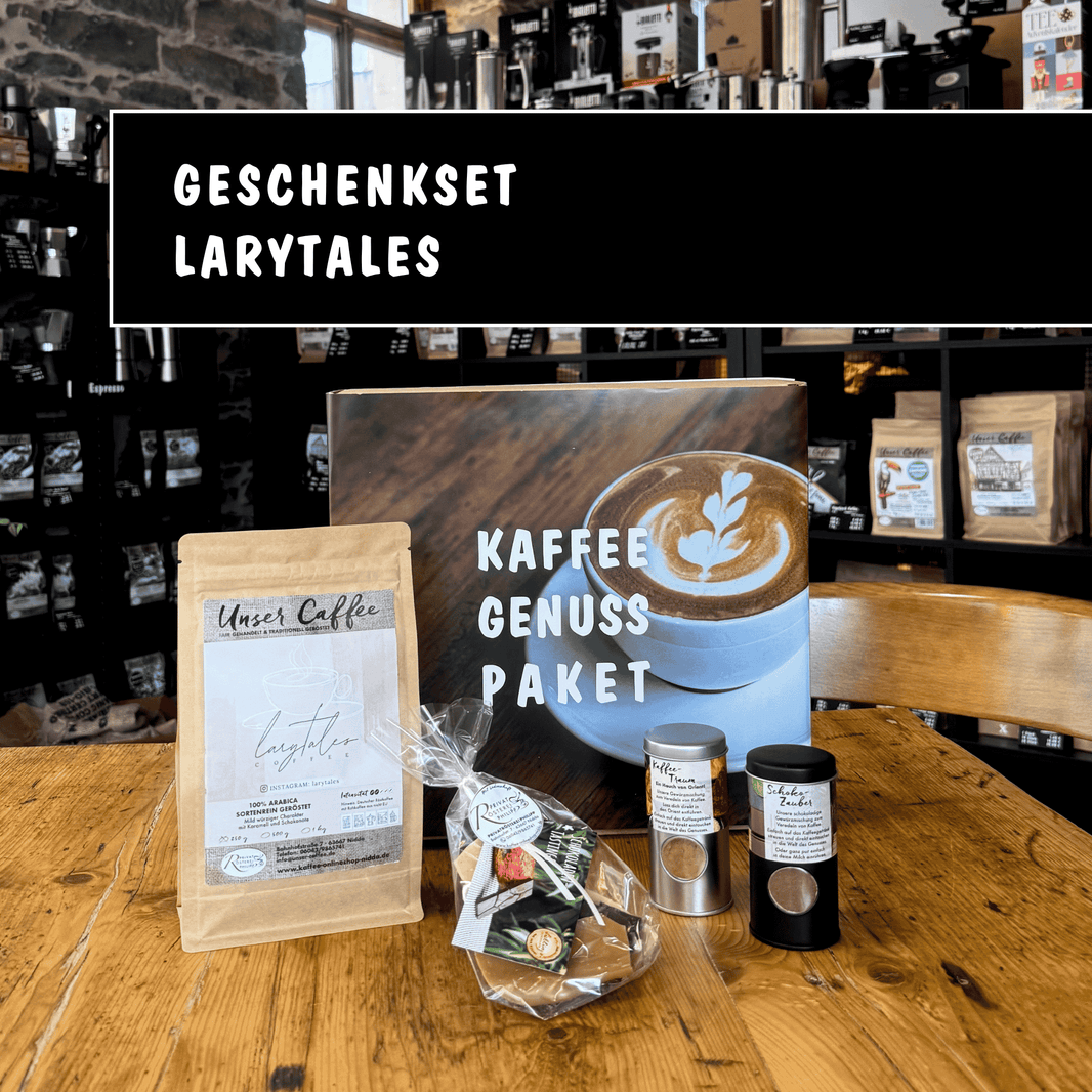 Kaffeegeschenk Larytales - Privatrösterei Philipp - Bohnen - Geschenk - Premium Kaffeegeschenk Larytales mit handwerklich gerösteten Bohnen aus deutscher Rösterei, Geschenkset online kaufen.