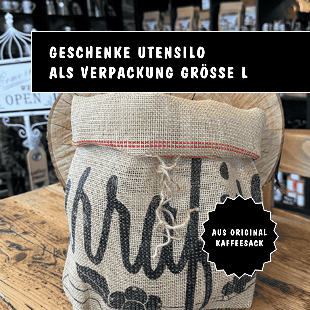 Utensilo/Geschenk-Verpackung aus Kaffeesack
