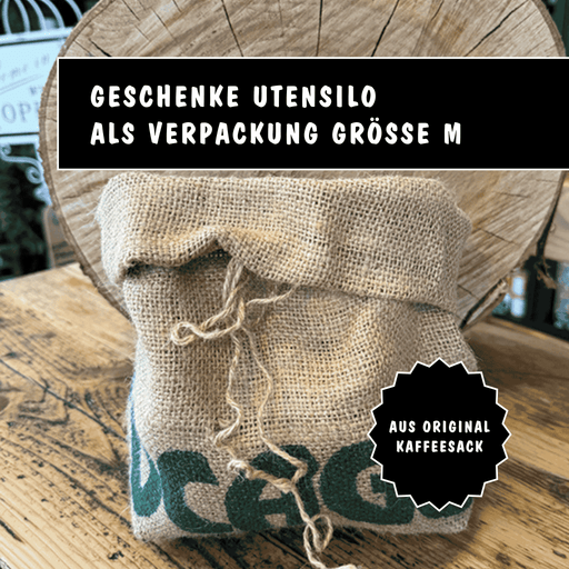 Utensilo/Geschenk-Verpackung aus Kaffeesack