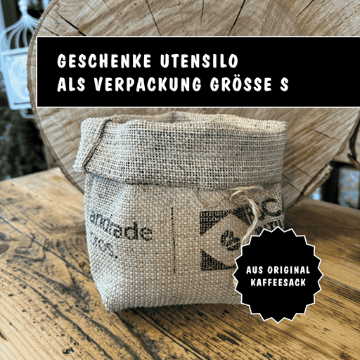 Utensilo/Geschenk-Verpackung aus Kaffeesack