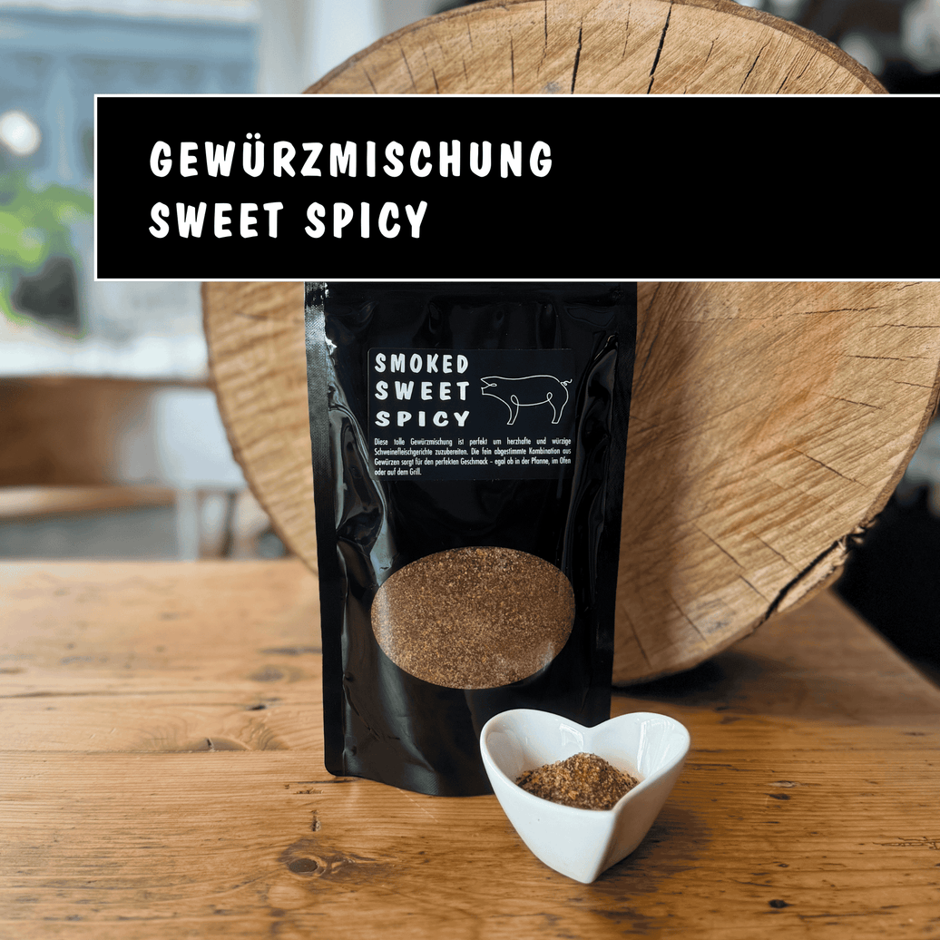 Smoked Sweet Spicy - Privatrösterei Philipp  - Gewürz - Premium Gewürzmischung Smoked Sweet Spicy in schwarzer Verpackung, handwerklich, Deutschland, kulinarisch, Online .