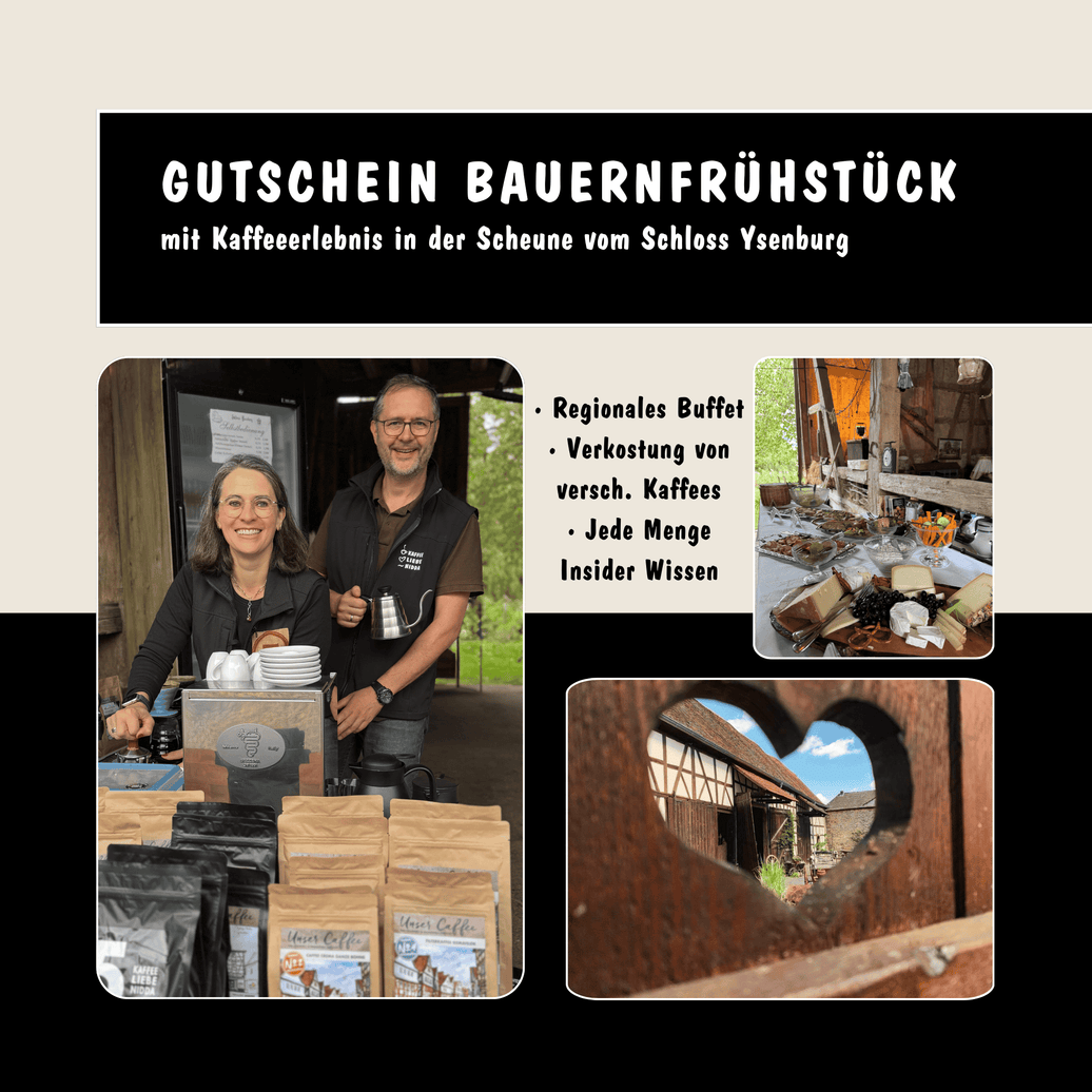 Zum Gutschein für das Bauernfrühstück mit Kaffeereise Schloss Ysenburg