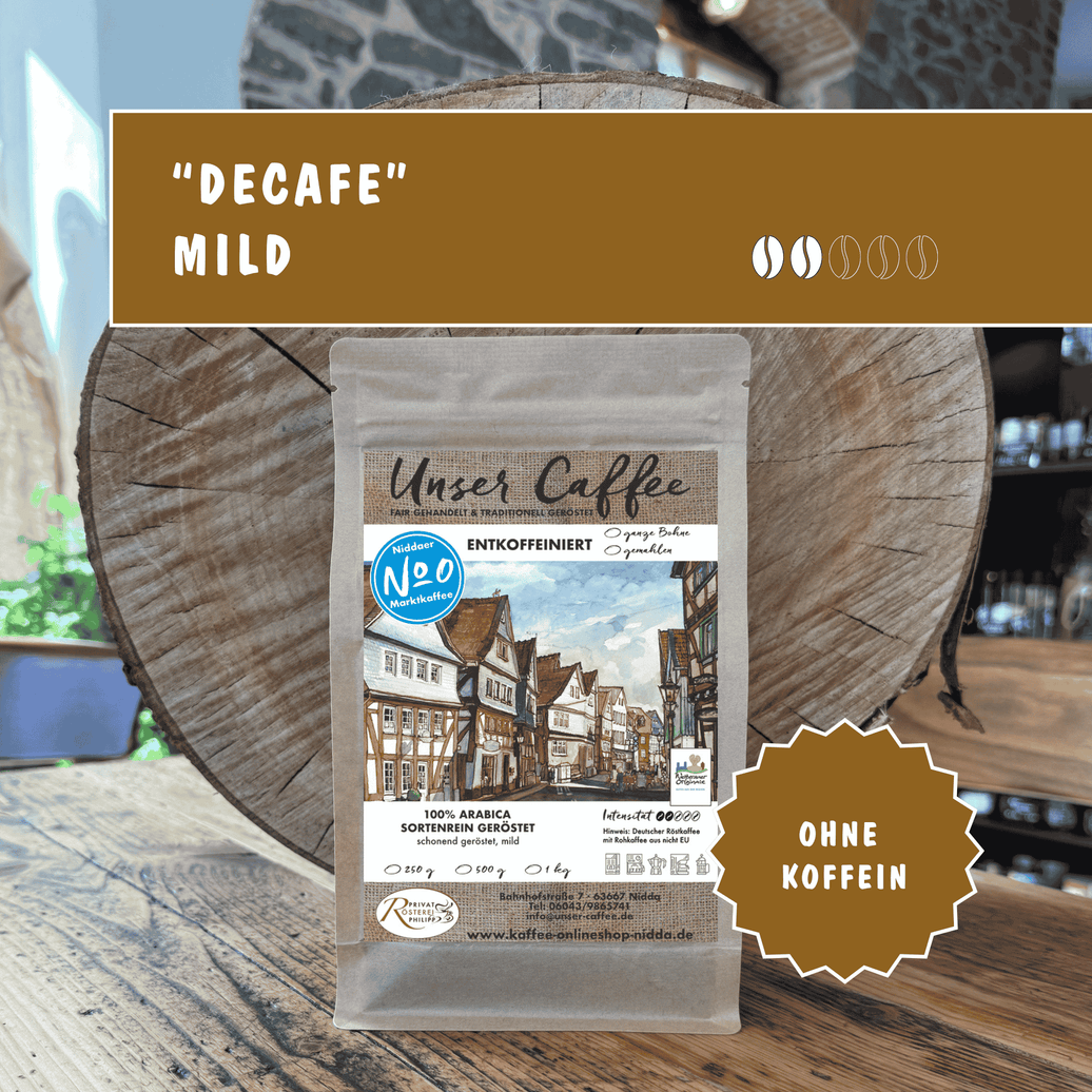 Sortenreiner, entkoffeinierter Kaffee aus Kolumbien.
CO2-entkoffeiniert für vollen Geschmack ohne Koffein. 100 % Arabica.