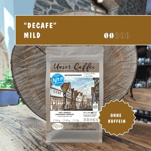 Sortenreiner, entkoffeinierter Kaffee aus Kolumbien.
CO2-entkoffeiniert für vollen Geschmack ohne Koffein. 100 % Arabica.