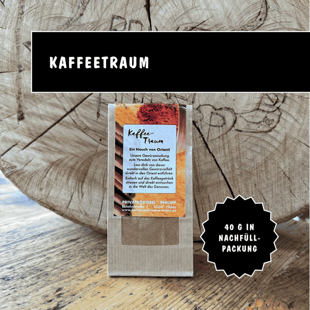 Kaffeetraum Flavor mit Zimt - Privatrösterei Philipp - Gewürz - Nachfüllpackung Kaffeetraum Flavor mit Zimt, aus deutscher Rösterei, handwerklich, kulinarisches Online-Produkt.