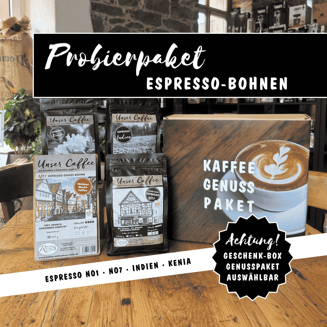 Probierpaket_Espresso mit No1 Espresso , No7 HausEspresso und Indien und Kenia Espresso