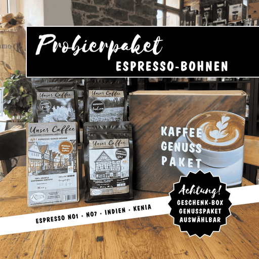 Probierpaket_Espresso mit No1 Espresso , No7 HausEspresso und Indien und Kenia Espresso